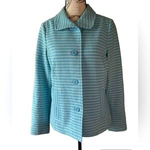 Talbots robin egg blue nautical button up jacket size small